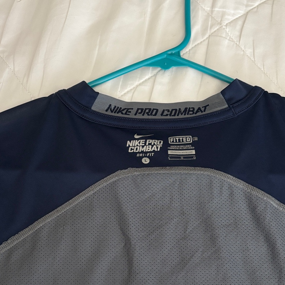 Nike Pro Combat Dri-Fit Shirt in Dark Blue and Light Gray